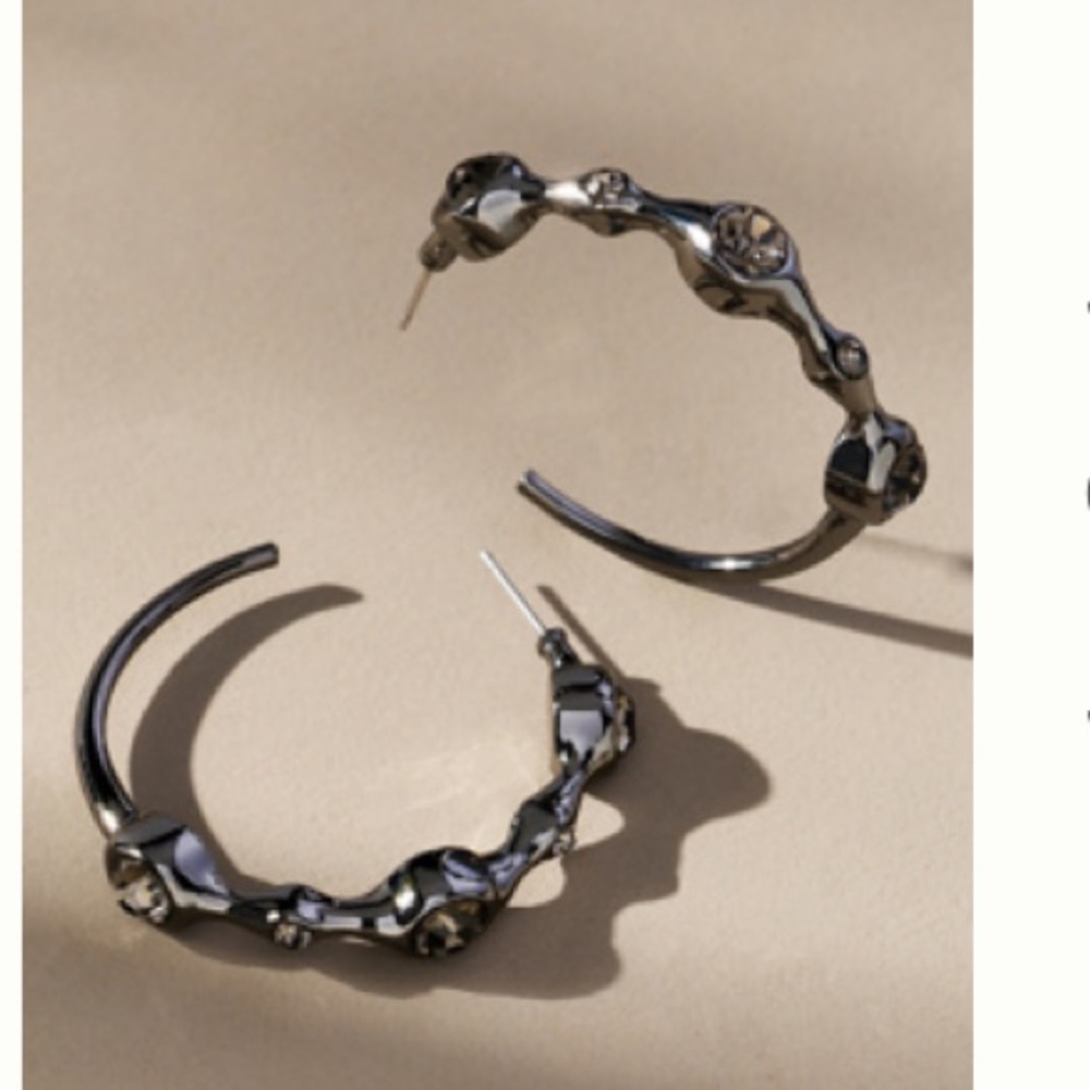 Anthropologie Crystal squiggle hop earrings